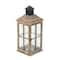 23" Brown Chinese Fir Traditional Candle Holder Lantern